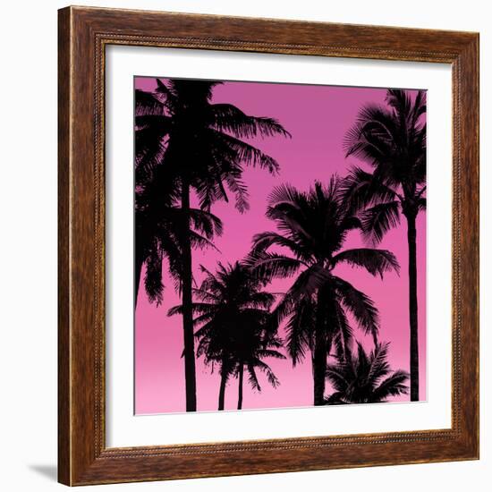 Palms Black on Pink II-Mia Jensen-Framed Art Print