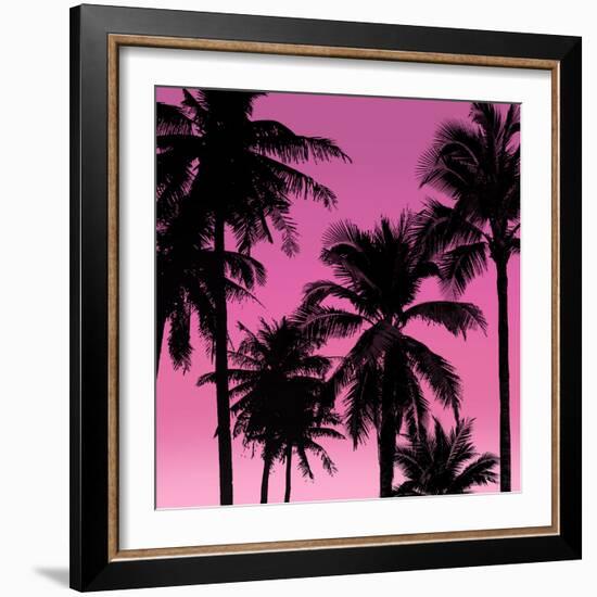 Palms Black on Pink II-Mia Jensen-Framed Art Print