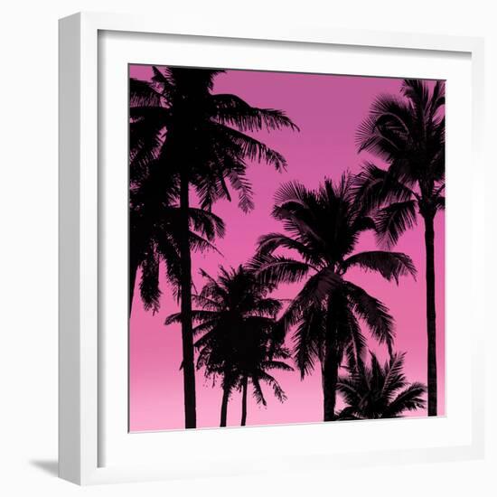 Palms Black on Pink II-Mia Jensen-Framed Art Print