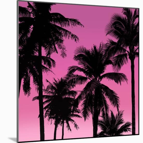 Palms Black on Pink II-Mia Jensen-Mounted Art Print