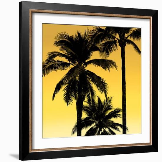 Palms Black on Yellow I-Mia Jensen-Framed Art Print