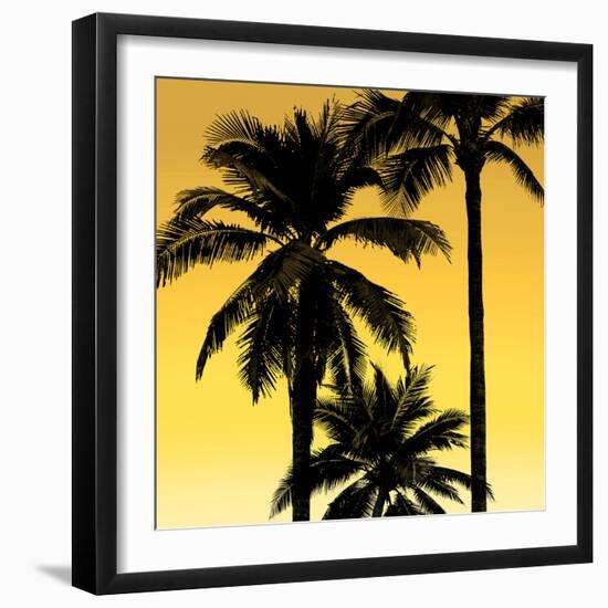 Palms Black on Yellow I-Mia Jensen-Framed Art Print