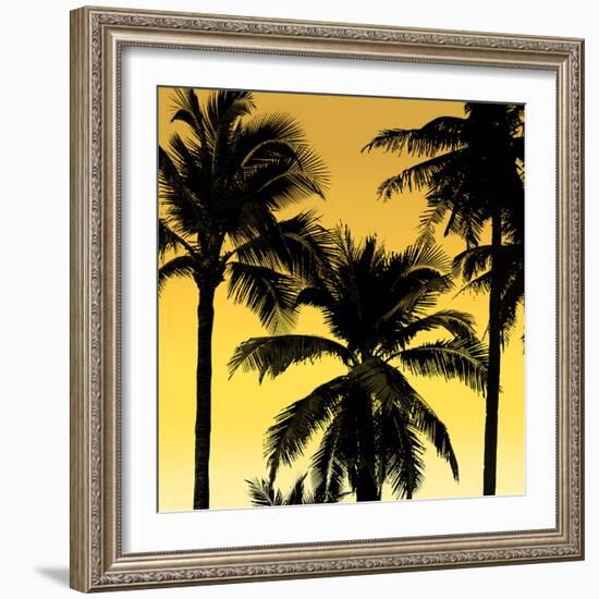 Palms Black on Yellow II-Mia Jensen-Framed Art Print