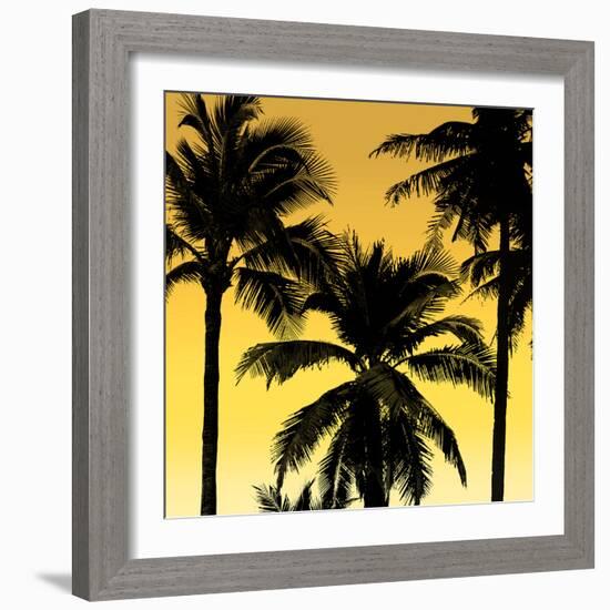 Palms Black on Yellow II-Mia Jensen-Framed Art Print