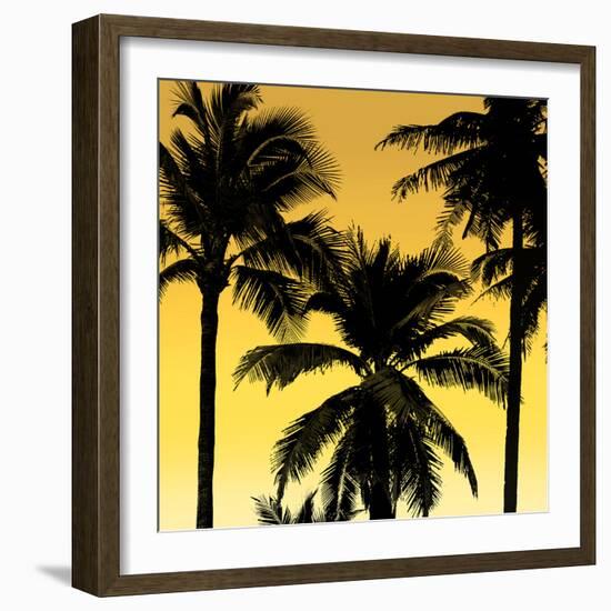 Palms Black on Yellow II-Mia Jensen-Framed Art Print