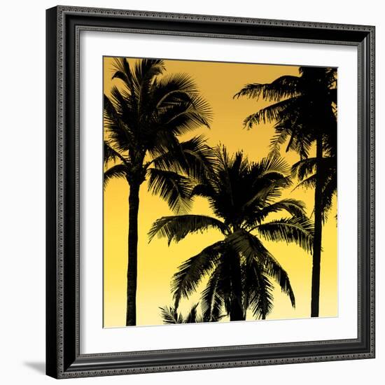 Palms Black on Yellow II-Mia Jensen-Framed Art Print
