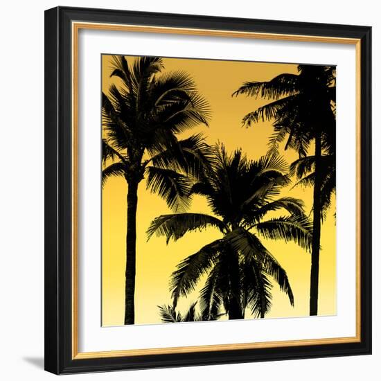 Palms Black on Yellow II-Mia Jensen-Framed Art Print