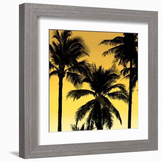 Palms Black on Yellow II-Mia Jensen-Framed Art Print
