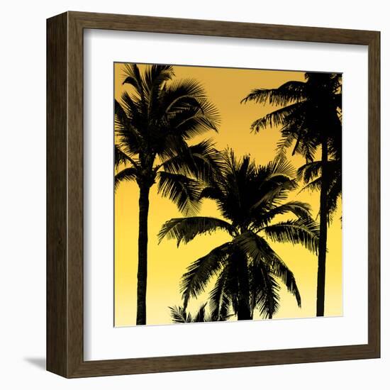 Palms Black on Yellow II-Mia Jensen-Framed Art Print