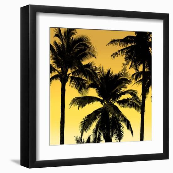 Palms Black on Yellow II-Mia Jensen-Framed Art Print