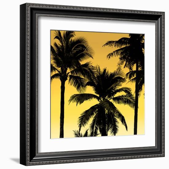 Palms Black on Yellow II-Mia Jensen-Framed Art Print