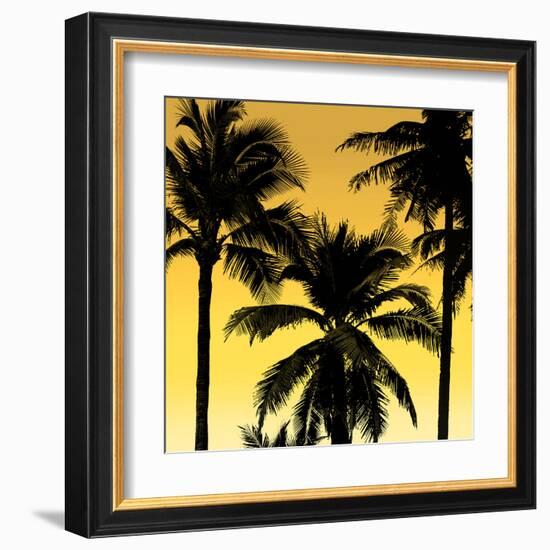 Palms Black on Yellow II-Mia Jensen-Framed Art Print