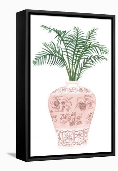 Palms in Pastel Vase II-Melissa Wang-Framed Stretched Canvas