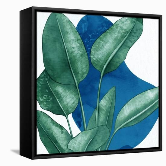 Palms On Blue 1 V2-Anne Bailey-Framed Stretched Canvas