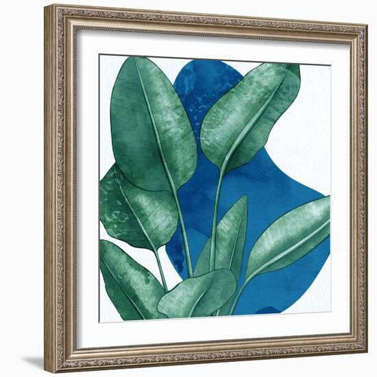 Palms On Blue 1 V2-Anne Bailey-Framed Art Print