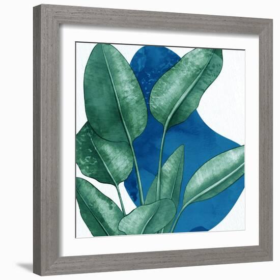 Palms On Blue 1 V2-Anne Bailey-Framed Art Print