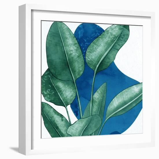 Palms On Blue 1 V2-Anne Bailey-Framed Art Print