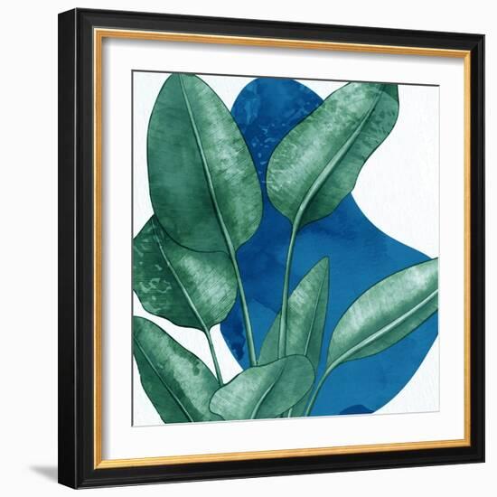 Palms On Blue 1 V2-Anne Bailey-Framed Art Print