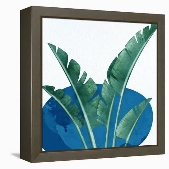 Palms On Blue 2 V2-Anne Bailey-Framed Stretched Canvas