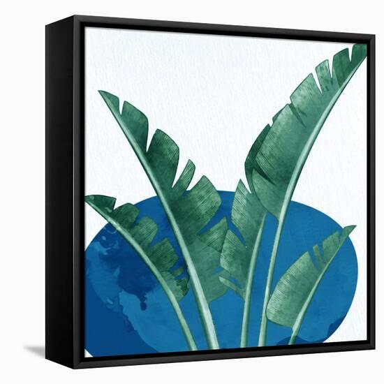 Palms On Blue 2 V2-Anne Bailey-Framed Stretched Canvas