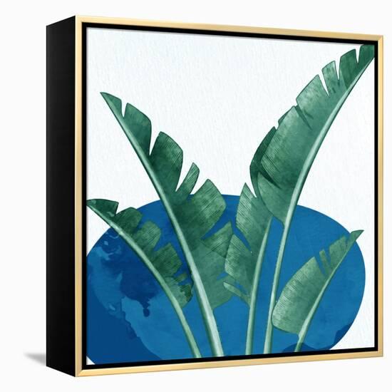 Palms On Blue 2 V2-Anne Bailey-Framed Stretched Canvas