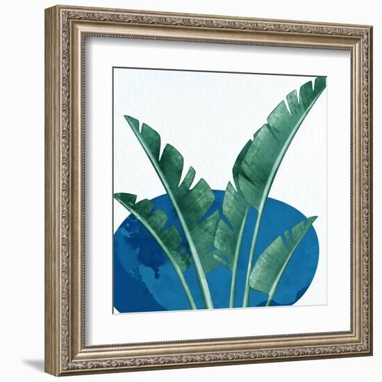 Palms On Blue 2 V2-Anne Bailey-Framed Art Print
