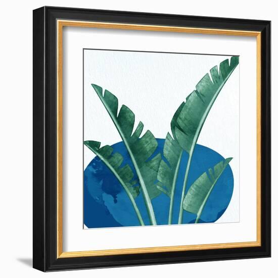 Palms On Blue 2 V2-Anne Bailey-Framed Art Print