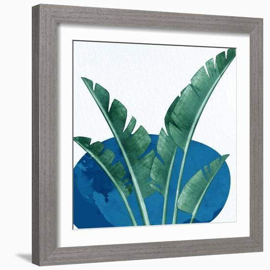 Palms On Blue 2 V2-Anne Bailey-Framed Art Print