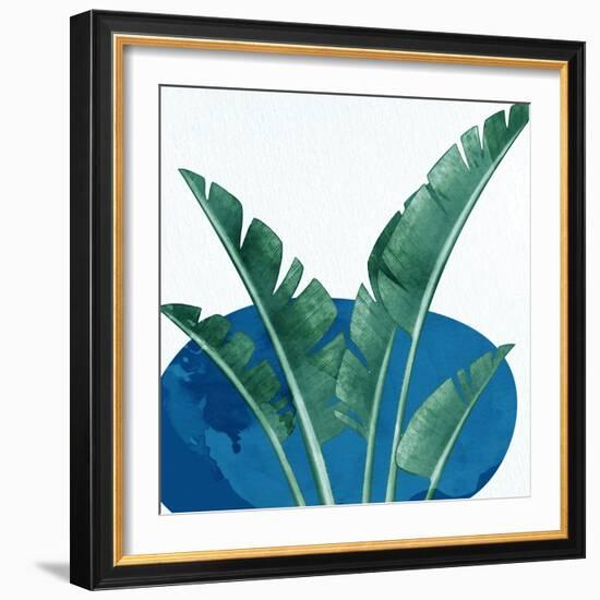 Palms On Blue 2 V2-Anne Bailey-Framed Art Print