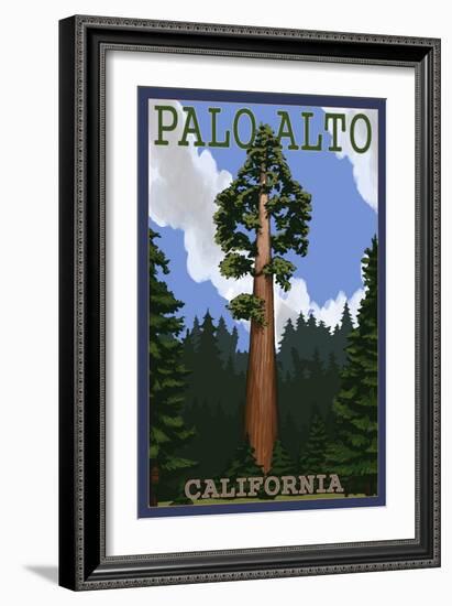 Palo Alto, California - California Redwoods-Lantern Press-Framed Art Print