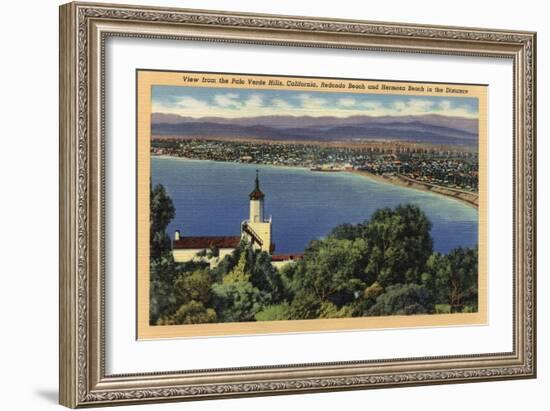 Palo Verde Hills, California - View of Redondo & Hermosa Beaches-Lantern Press-Framed Art Print
