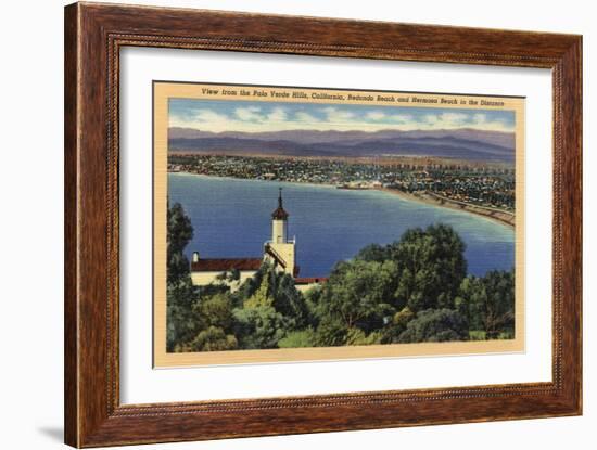 Palo Verde Hills, California - View of Redondo & Hermosa Beaches-Lantern Press-Framed Art Print