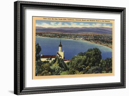 Palo Verde Hills, California - View of Redondo & Hermosa Beaches-Lantern Press-Framed Art Print