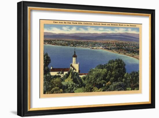 Palo Verde Hills, California - View of Redondo & Hermosa Beaches-Lantern Press-Framed Art Print