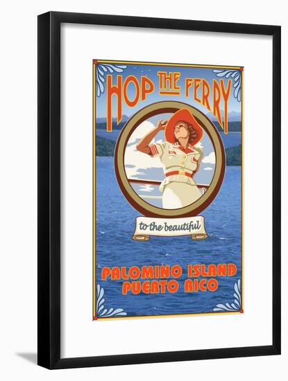 Palomino Island, Puerto Rico - Hop the Ferry-Lantern Press-Framed Art Print