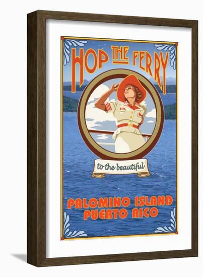 Palomino Island, Puerto Rico - Hop the Ferry-Lantern Press-Framed Art Print