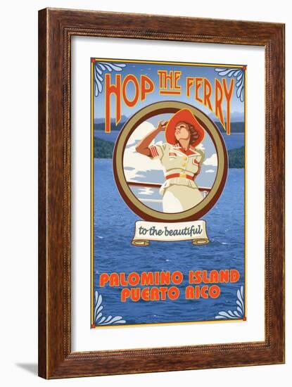 Palomino Island, Puerto Rico - Hop the Ferry-Lantern Press-Framed Art Print