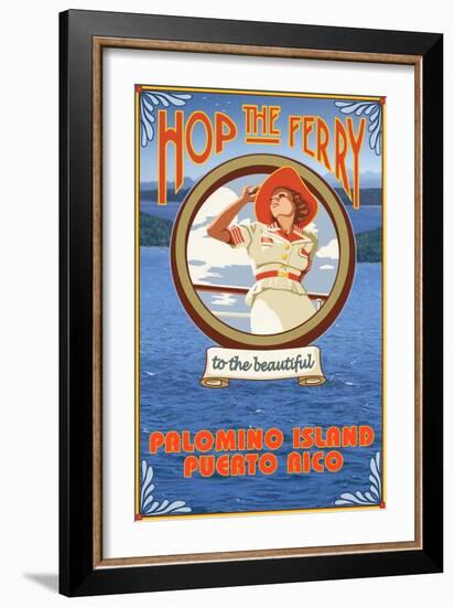 Palomino Island, Puerto Rico - Hop the Ferry-Lantern Press-Framed Art Print