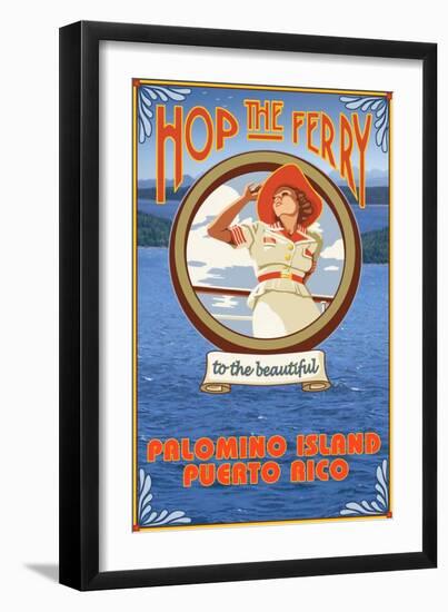 Palomino Island, Puerto Rico - Hop the Ferry-Lantern Press-Framed Art Print