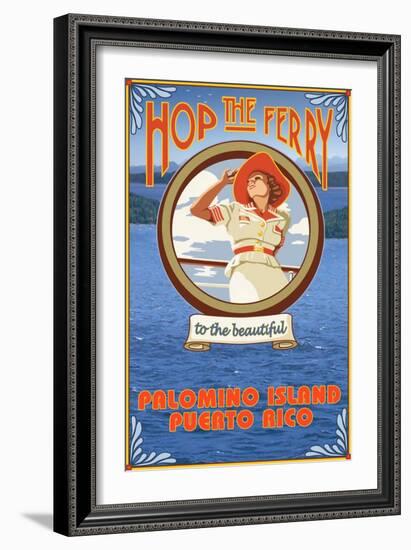 Palomino Island, Puerto Rico - Hop the Ferry-Lantern Press-Framed Art Print