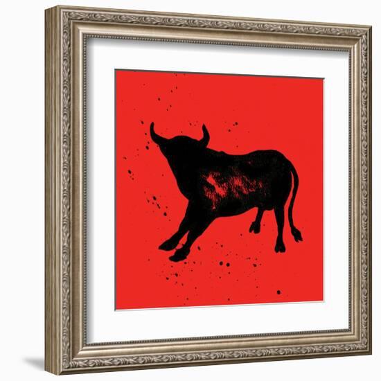 Pamplona Bull V-Rosa Mesa-Framed Art Print