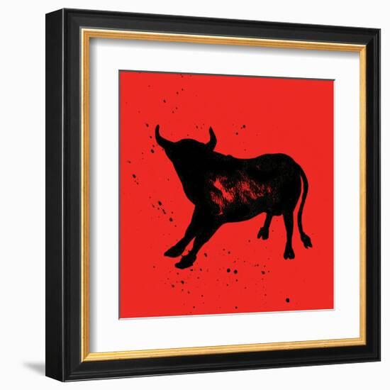 Pamplona Bull V-Rosa Mesa-Framed Art Print