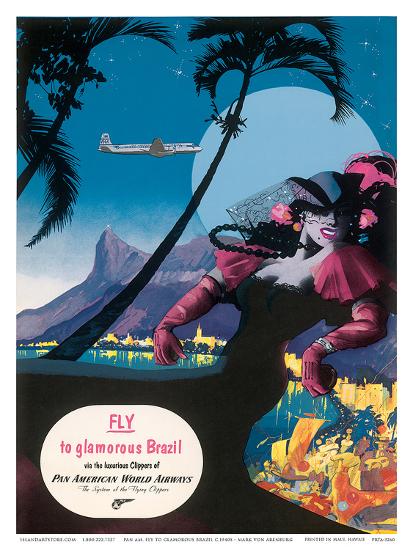 Pan Am, Fly to Glamorous Brazil c.1940s-M^ Von Arenburg-Art Print