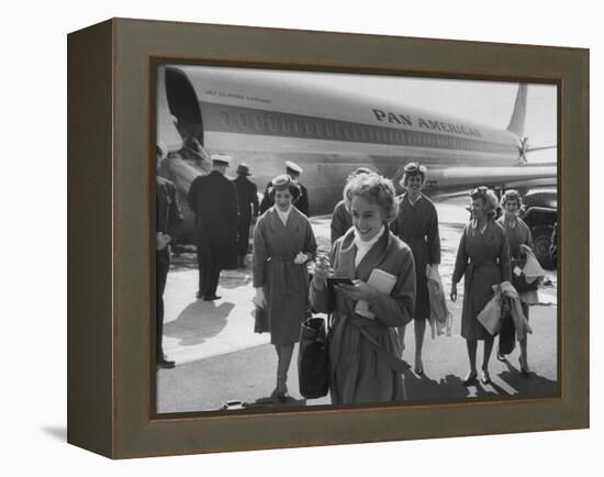 Pan Am Stewardesses in Frankfurt after Emergency Landing-null-Framed Premier Image Canvas