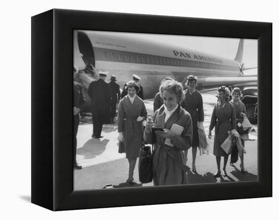 Pan Am Stewardesses in Frankfurt after Emergency Landing-null-Framed Premier Image Canvas