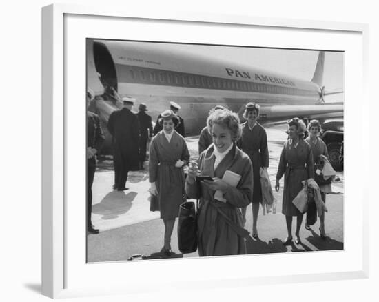 Pan Am Stewardesses in Frankfurt after Emergency Landing-null-Framed Photographic Print