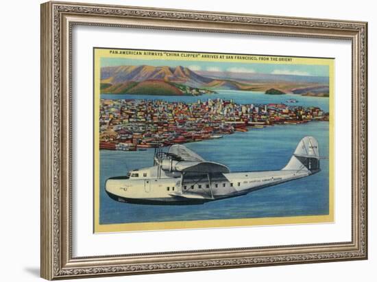 Pan American Airways "China Clipper" from Orient - San Francisco, CA-Lantern Press-Framed Art Print