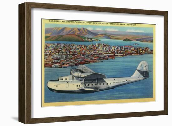 Pan American Airways "China Clipper" from Orient - San Francisco, CA-Lantern Press-Framed Art Print