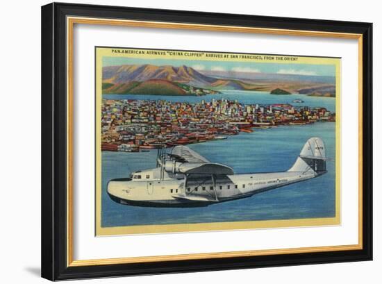 Pan American Airways "China Clipper" from Orient - San Francisco, CA-Lantern Press-Framed Art Print