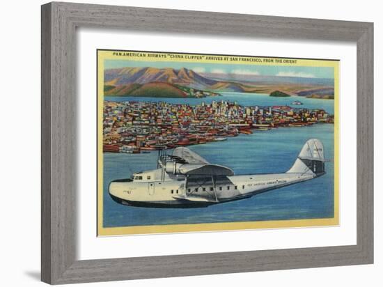 Pan American Airways "China Clipper" from Orient - San Francisco, CA-Lantern Press-Framed Premium Giclee Print